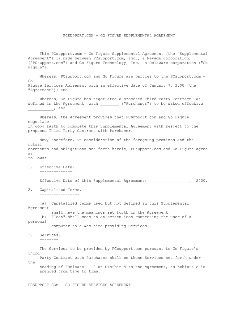 Supplemental Services Agreement between PCSupport Com, Inc  Form