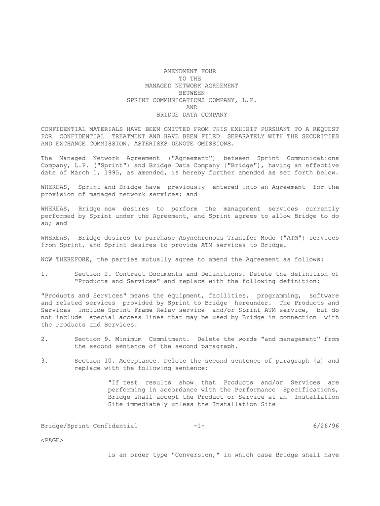 Sprint Communications Company & Sprint Spectrum Agreement Form