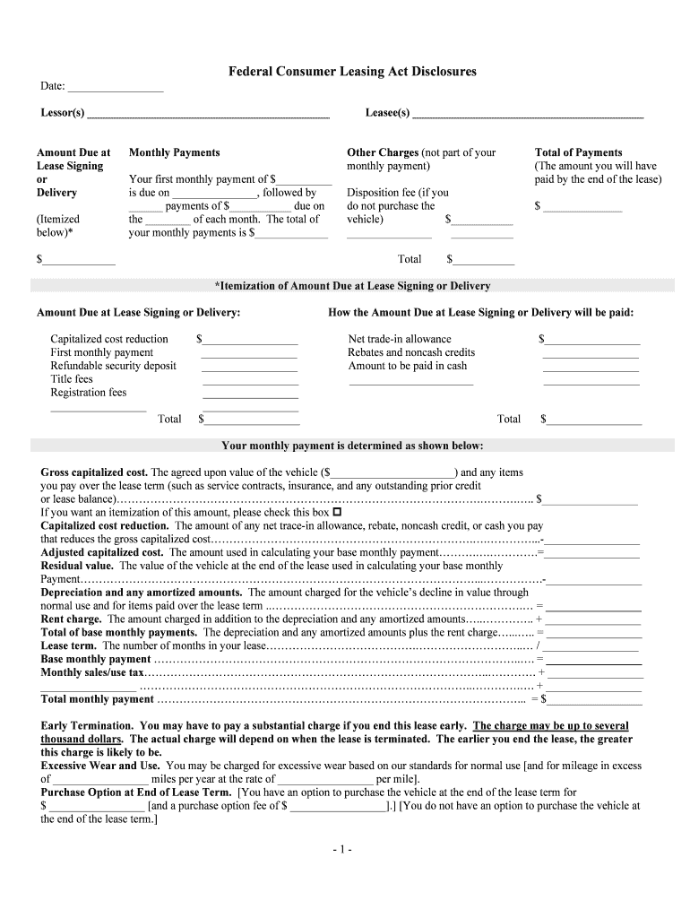 Vehicle Leasing Federal Reserve  Form