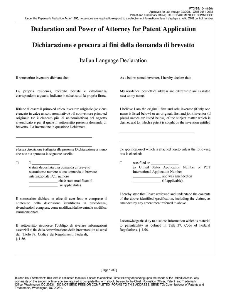 PTOSB104 8 96  Form