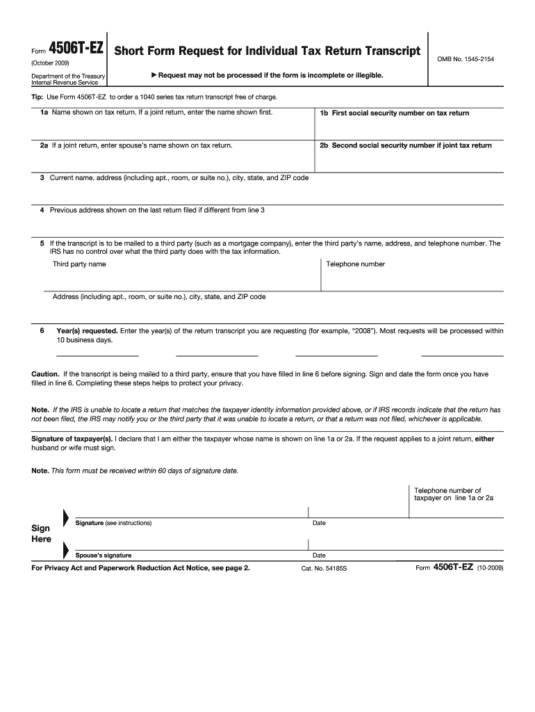 About Form 4506 T, Request for Transcript of Tax Return IRS