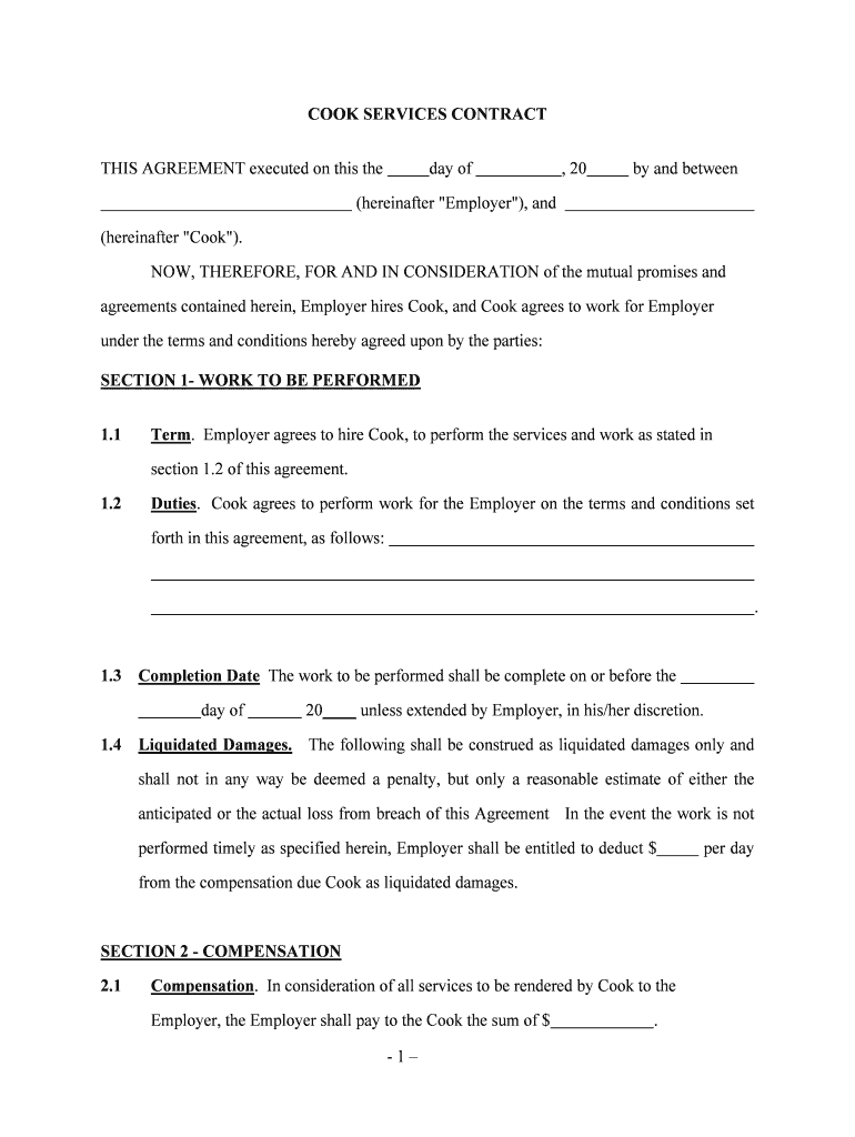 COOK SERVICES CONTRACT  Form