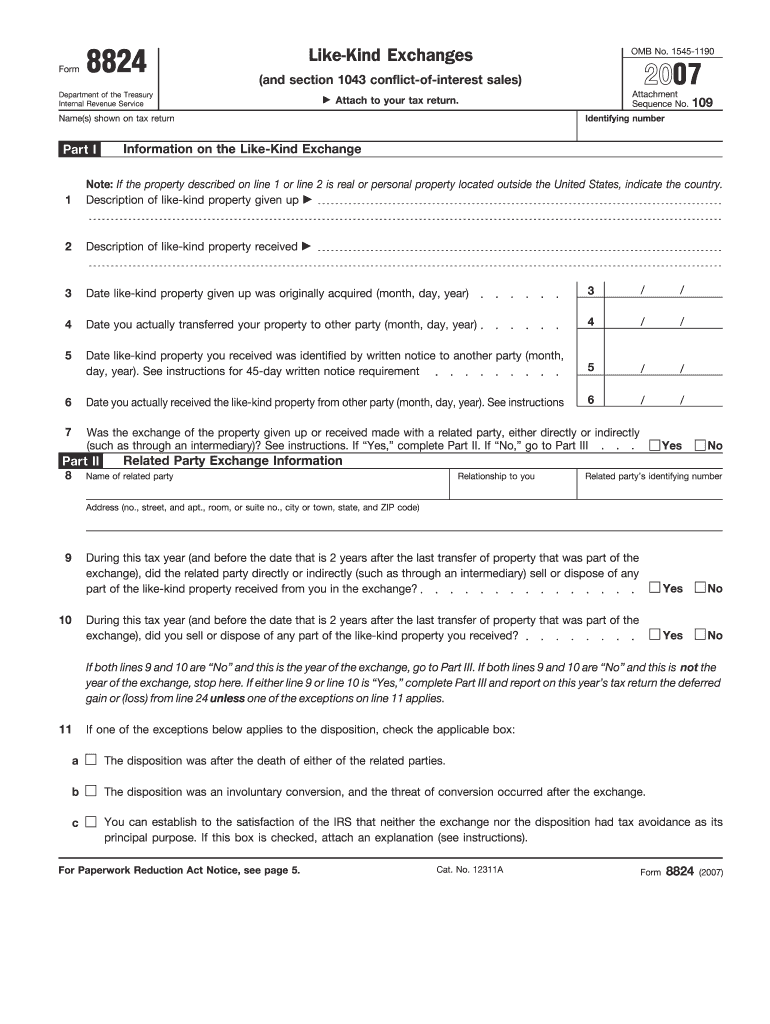 Like Kind Exchanges Purpose of Form Internal Revenue Service