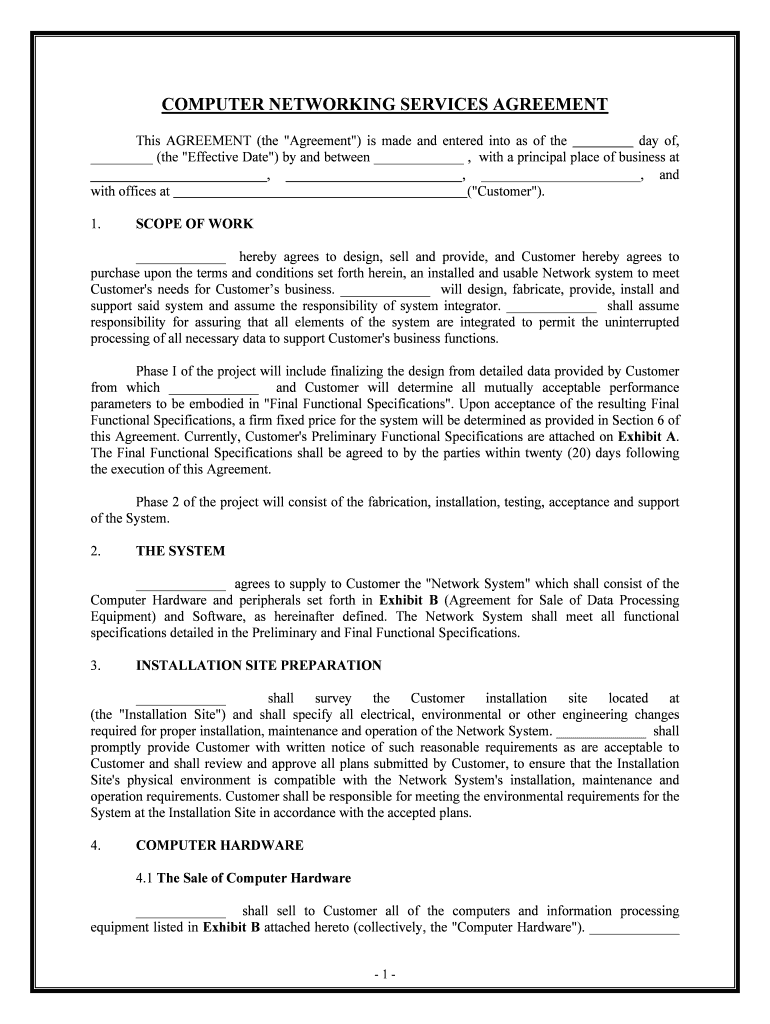 COMPUTER NETWORKING SERVICES AGREEMENT  Form