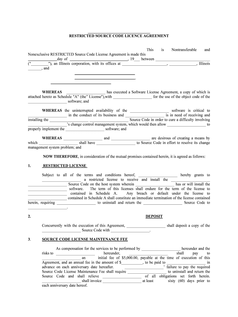 Source Code License &amp;amp;amp; Services Agreement  Form