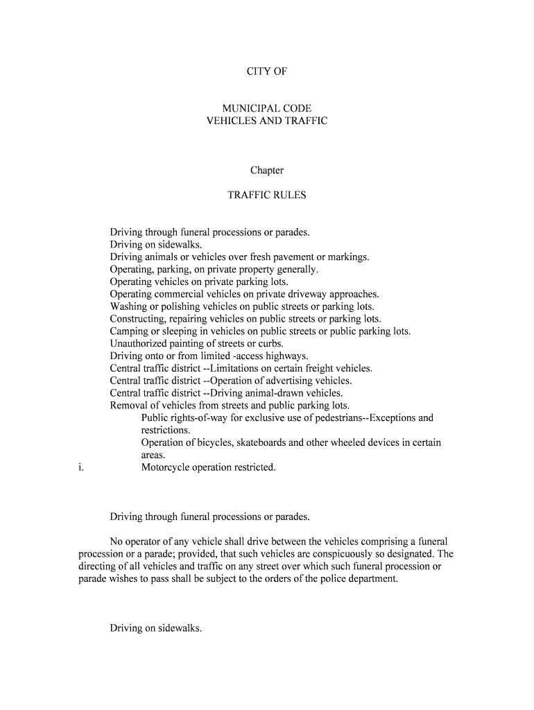 City of Vinita Park, MO Miscellaneous Driving Rules ECode360  Form