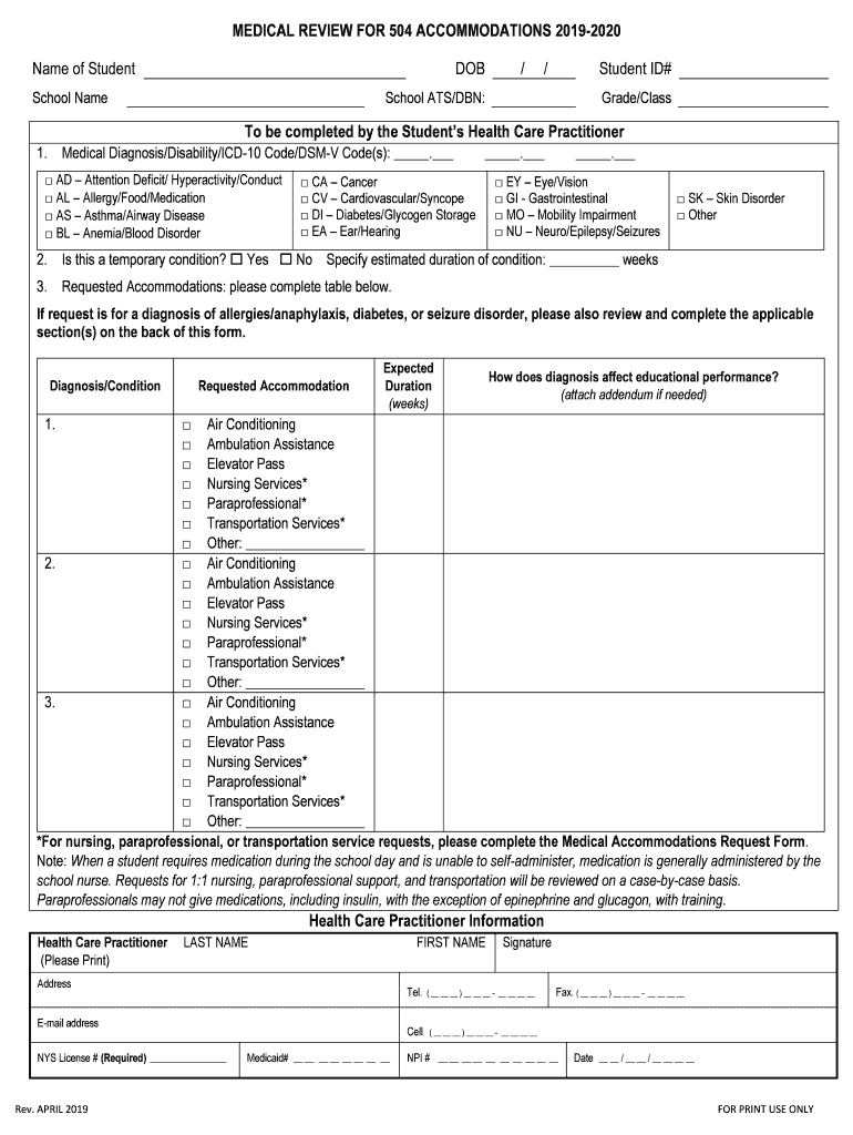 504 Form PDF