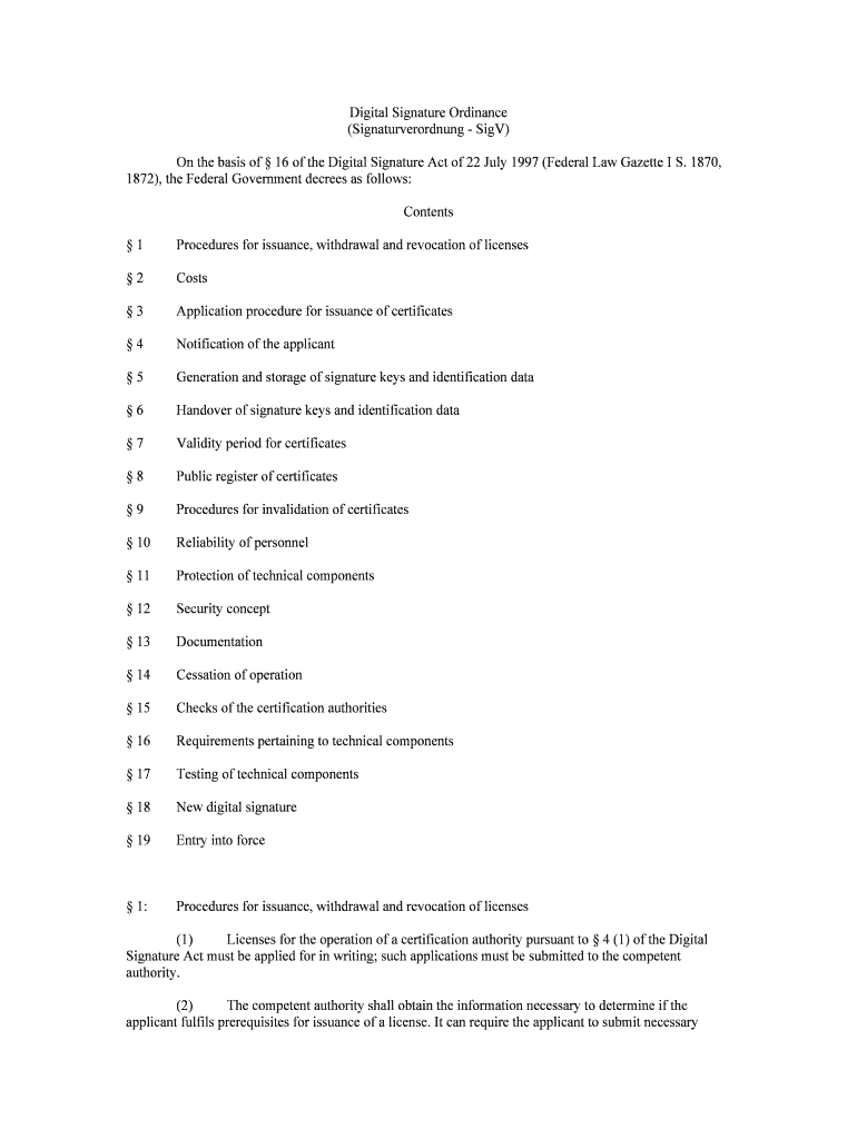 Digital Signature Act Signaturgesetz, SiG German Law Archive  Form