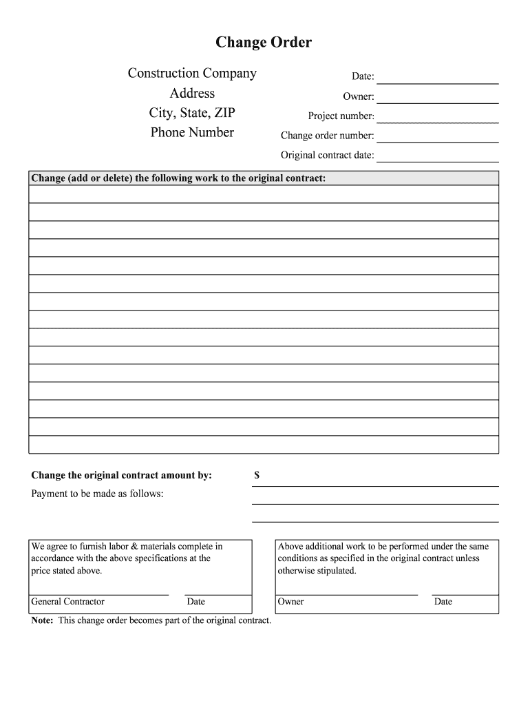 How to Complete a Change Order on Construction Projects, Step  Form