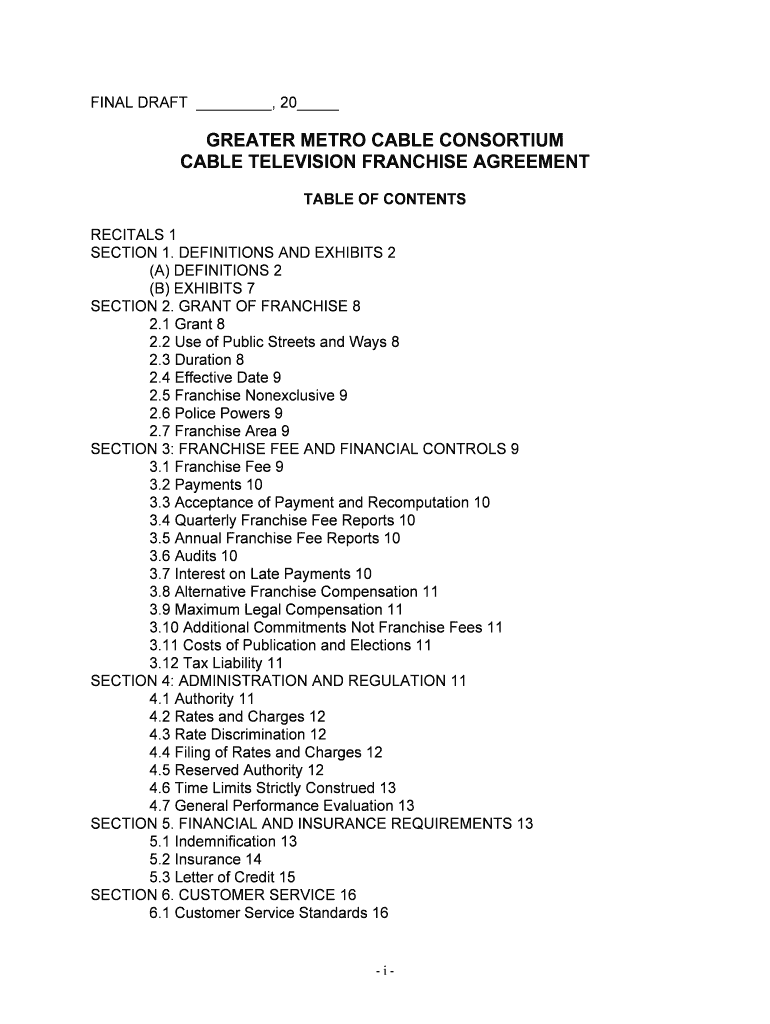 Cable Franchise Agreement between the District of Columbia  Form