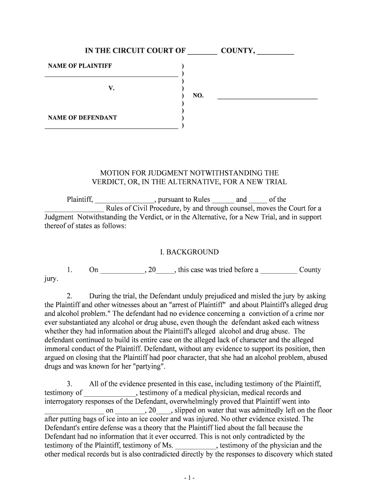 Rule 50 Judgment as a Matter of Law in a Jury Trial; Related  Form