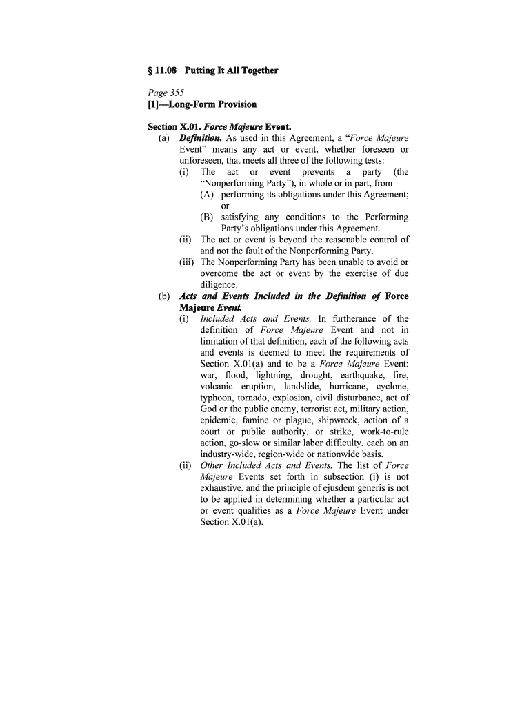 Sample Force Majeure ClausesPublic Private Partnership  Form