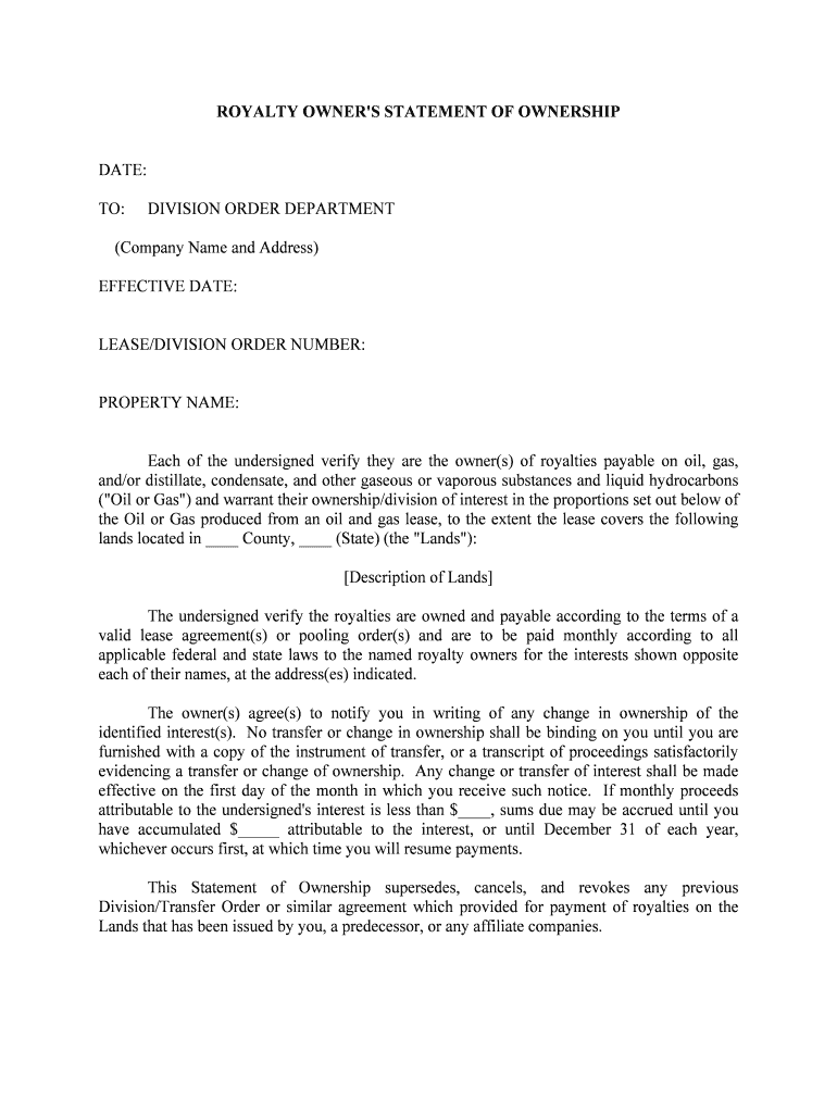 Division OrderUnderstanding Oil and Gas Division Orders  Form