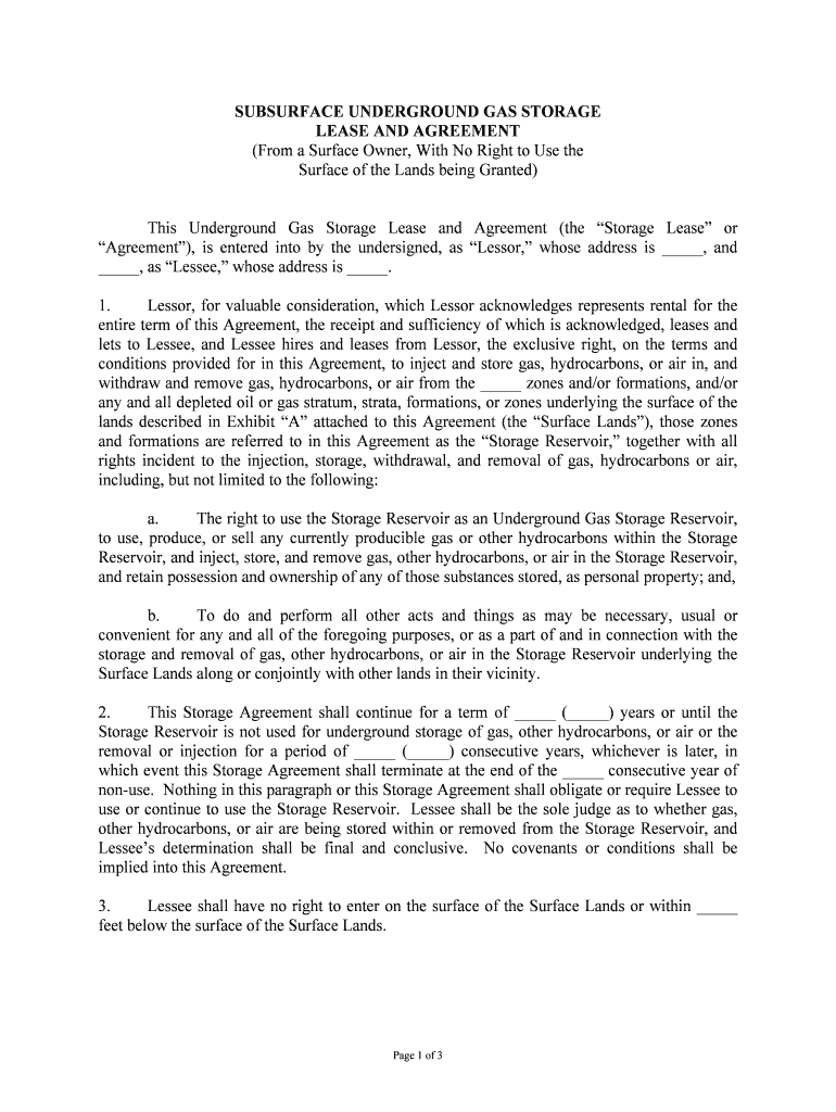 SUBSURFACE UNDERGROUND GAS STORAGE  Form