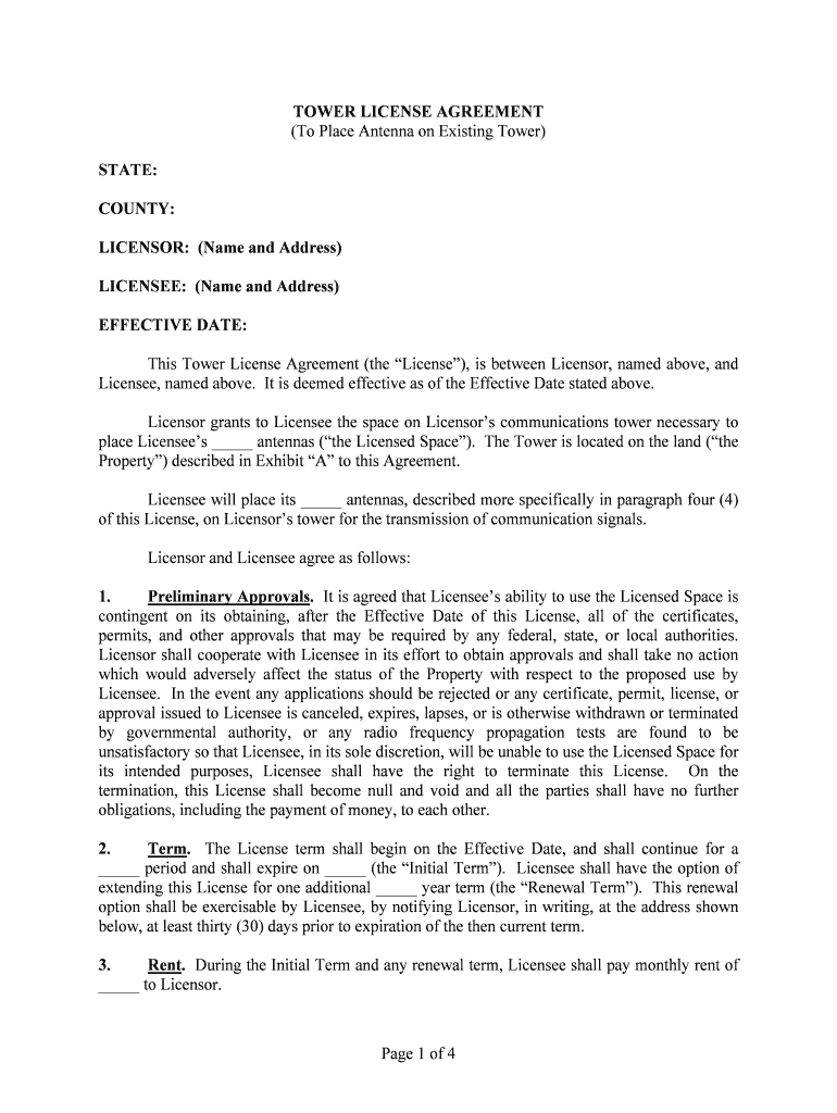 LICENSE AGREEMENT for Antenna Space,etc  Form