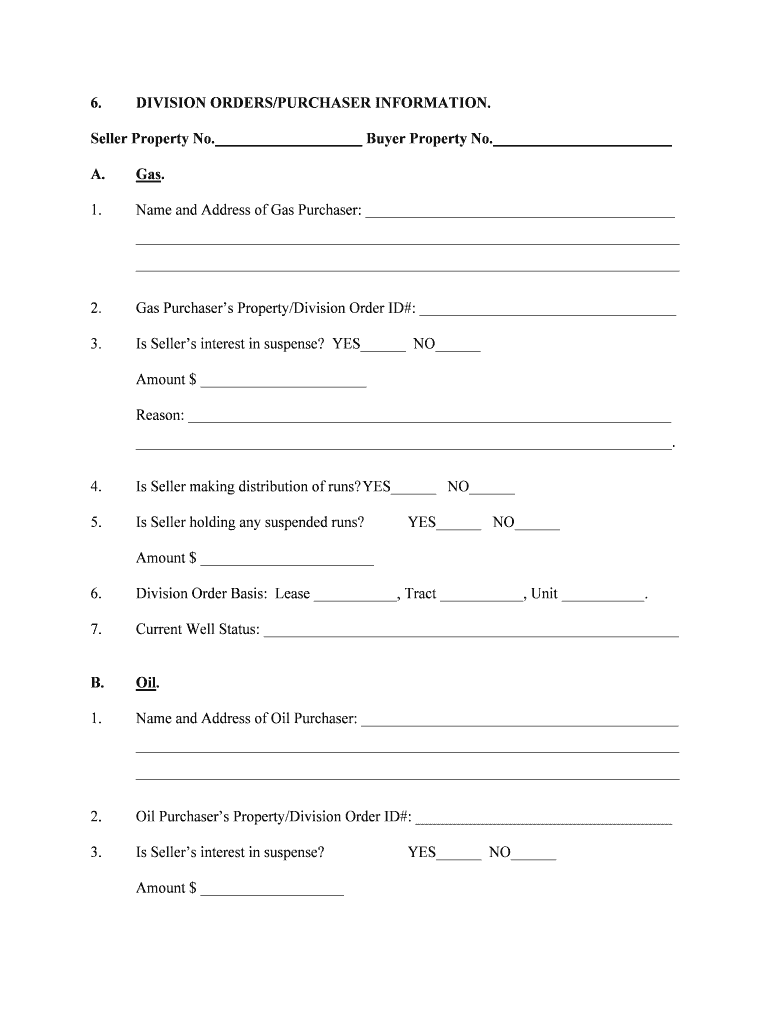 DIVISION ORDERSPURCHASER INFORMATION