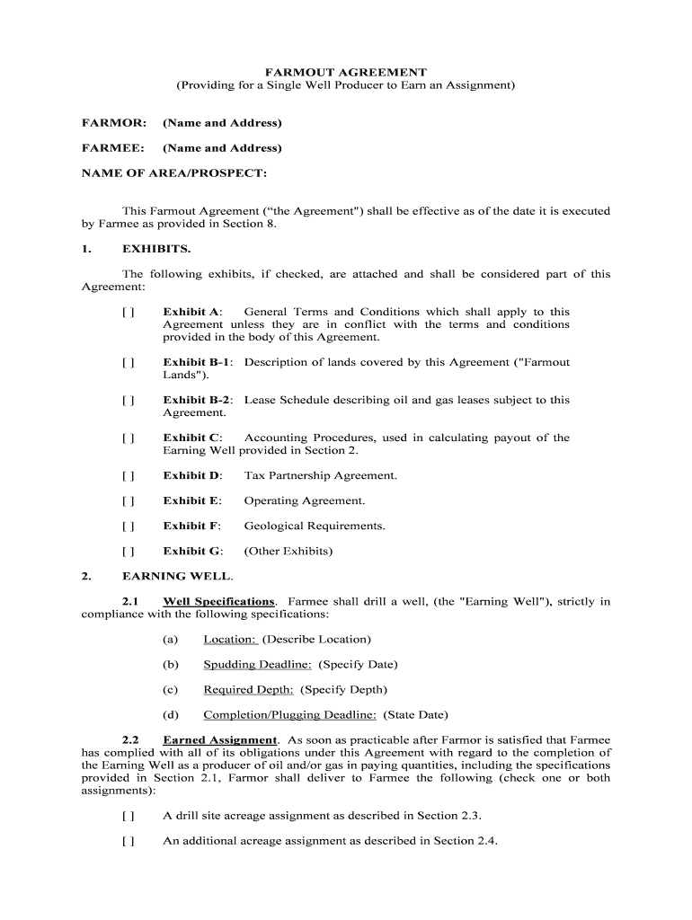 Analyzing Oil and Gas Farmout Agreements Reprint, First  Form