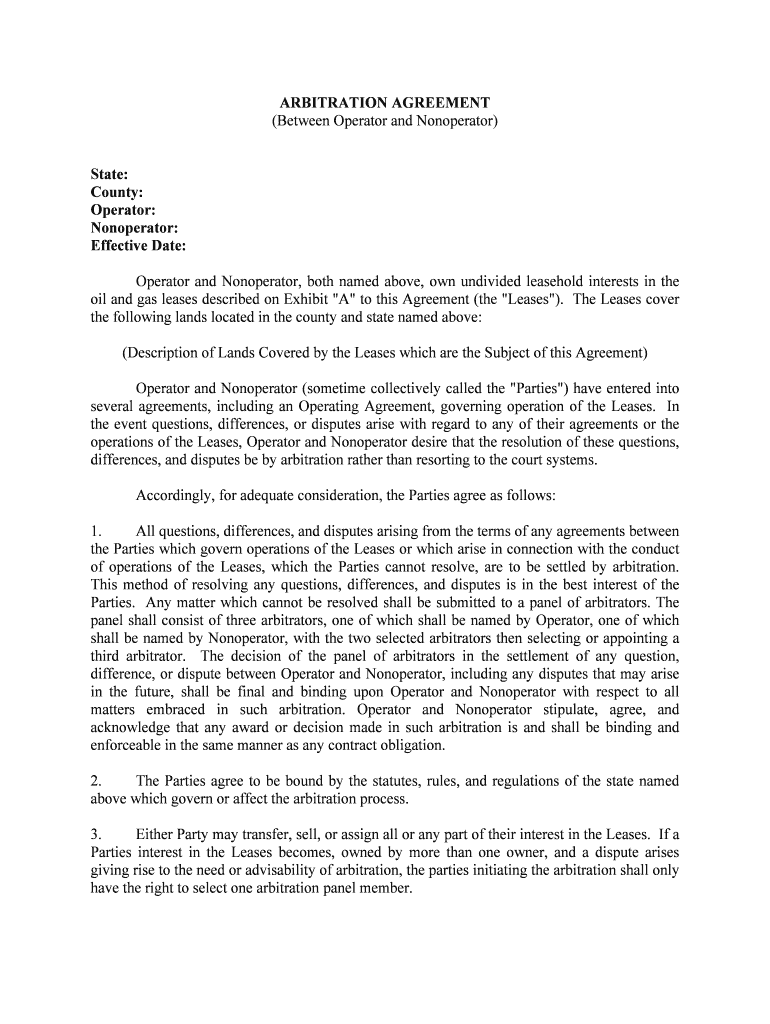 MODEL FORM OPERATING AGREEMENT NM Oil