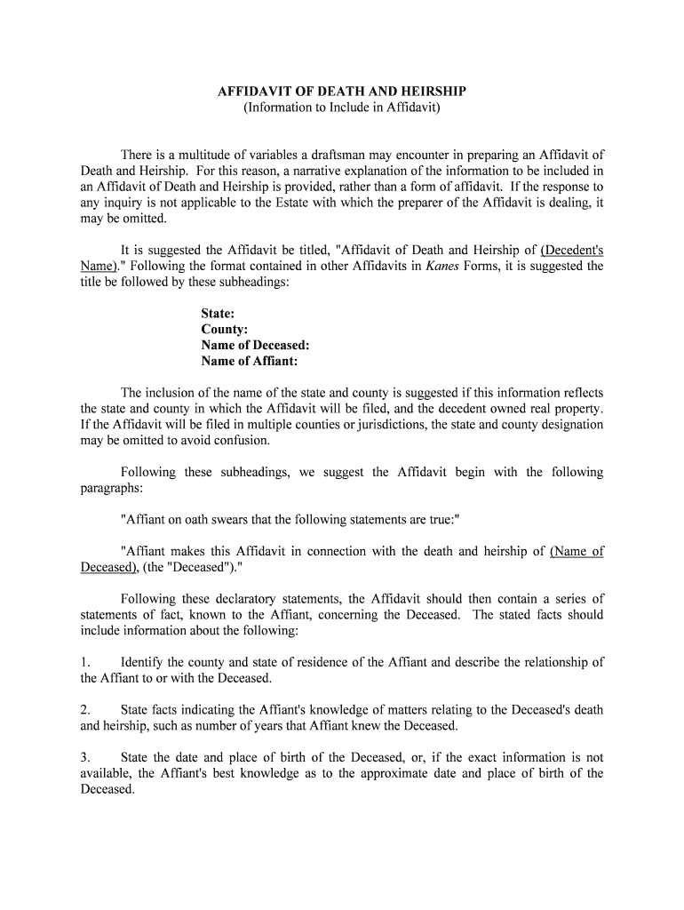 Affidavit of Heirship PDF SampleHow to Avoid Probate  Form