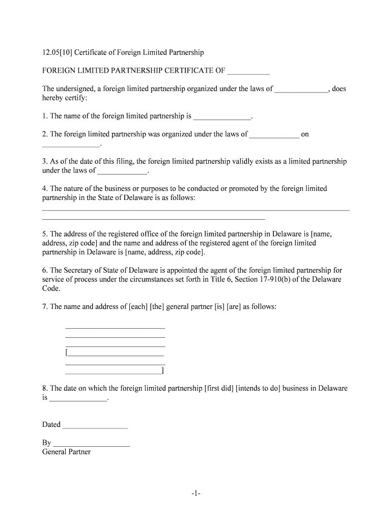 Certificate of Limited Partnership Vermont Secretary of State  Form