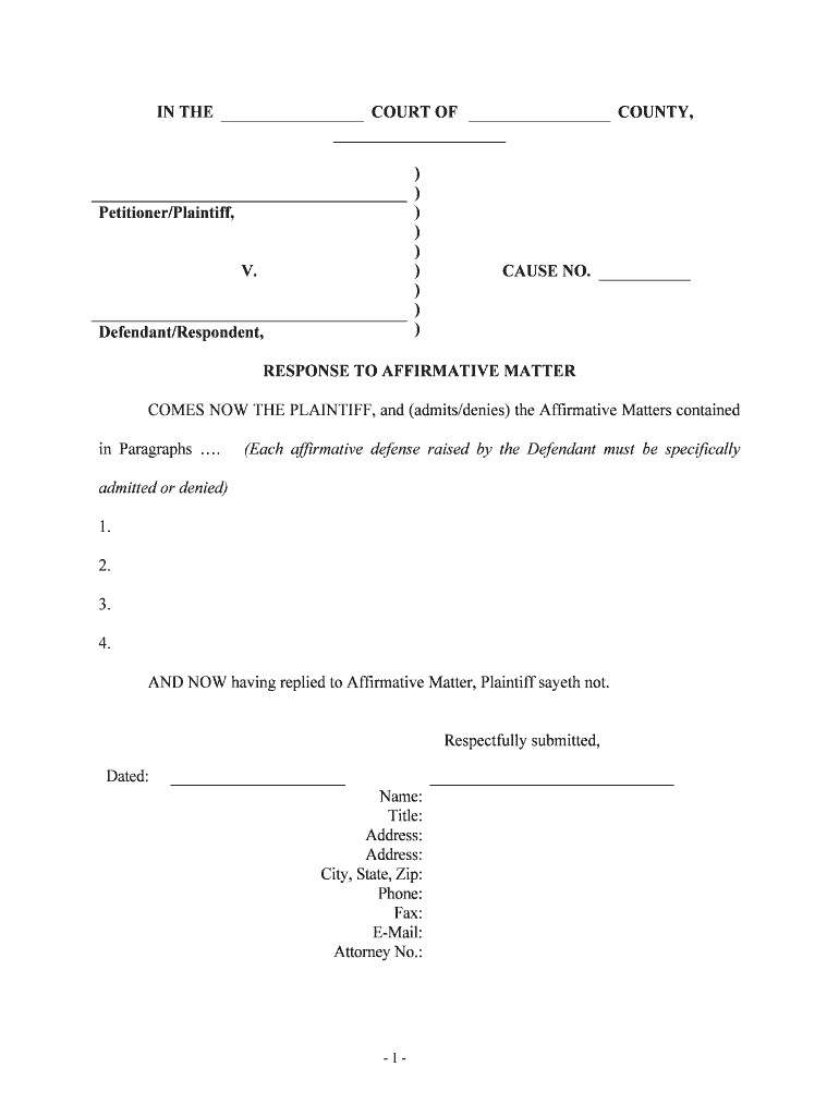 How to Answer a Petition or Complaint If You Don't Have a  Form