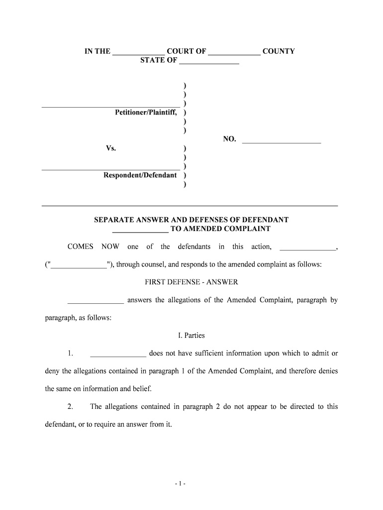 PetitionerRespondent Vs PlaintiffDefendant This May  Form