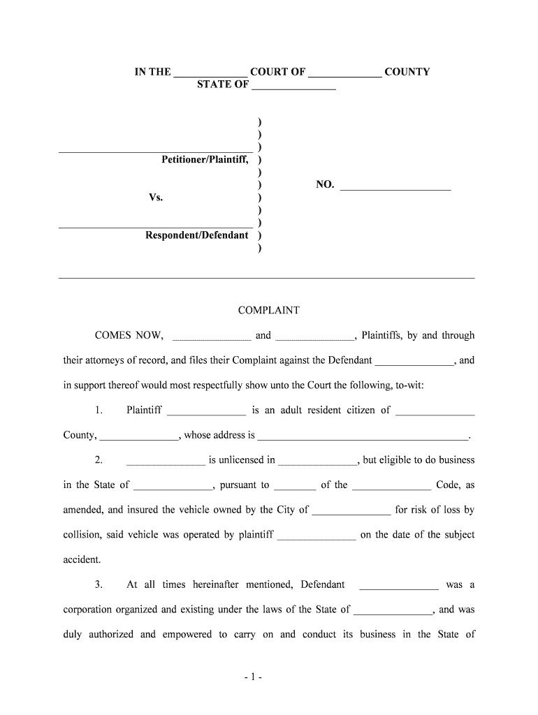 COMES NOW, and , Plaintiffs, by and through  Form