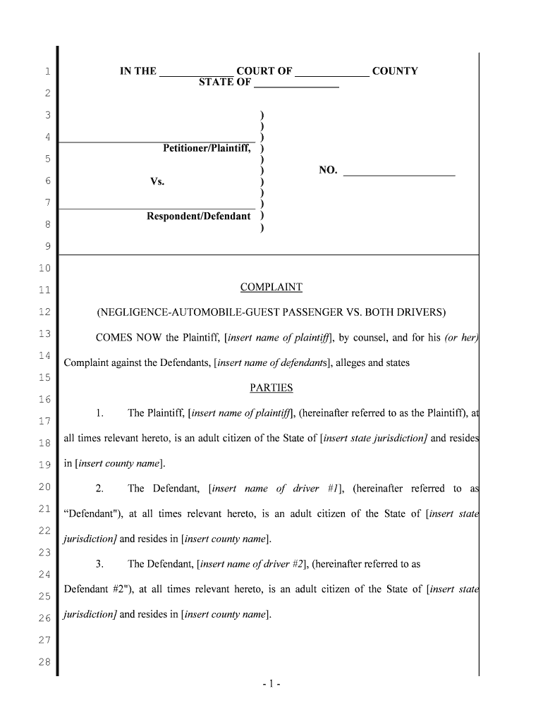 Joint Case Questionnaire Medina County, Texas  Form