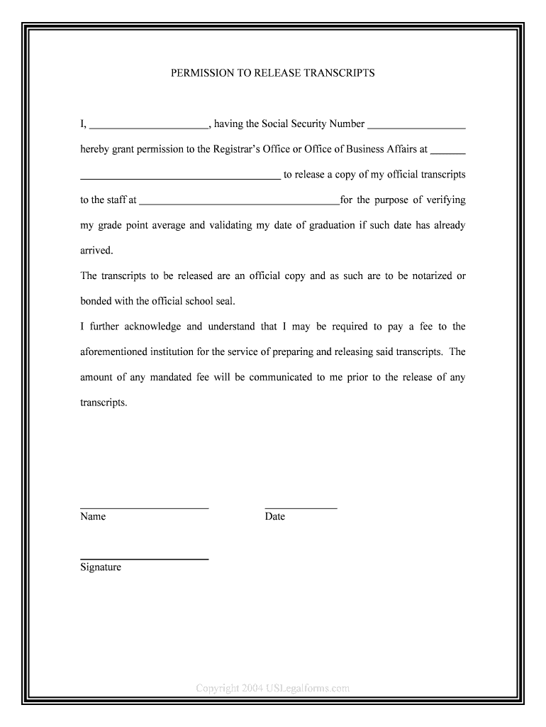 Privacy and the Release of Education Records Registrar's  Form