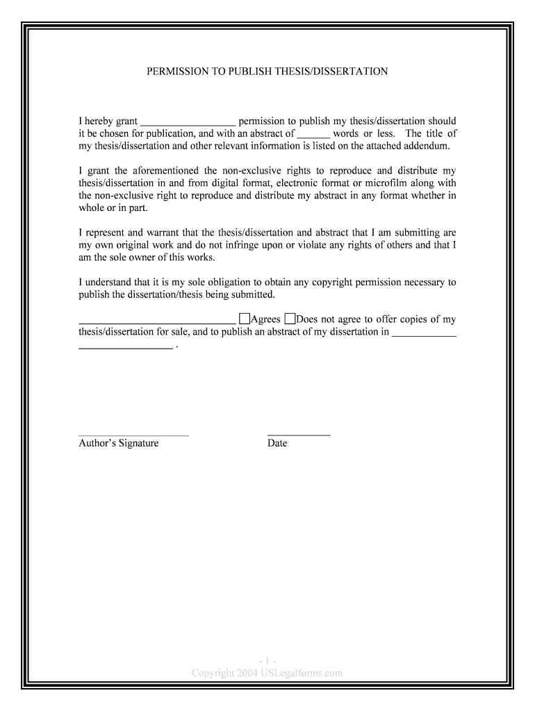 PERMISSION to PUBLISH THESISDISSERTATION  Form