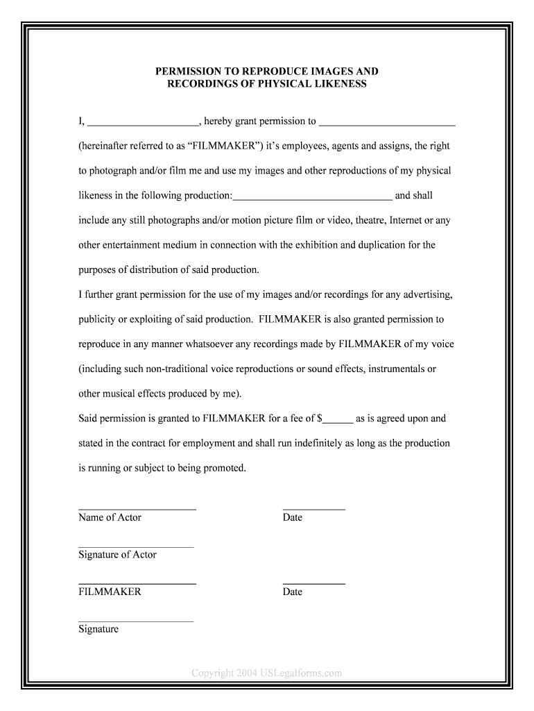 Personal Release Form for Documentary