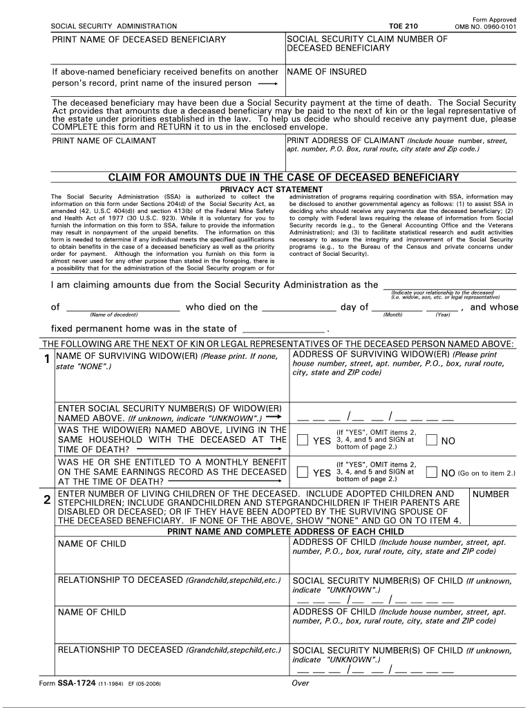 Supplement to Claim of Person Outdside the Social Security  Form