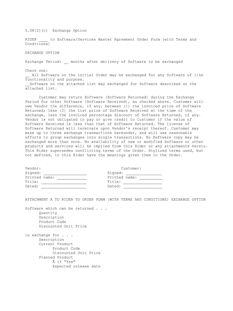 Exchange Option  Form