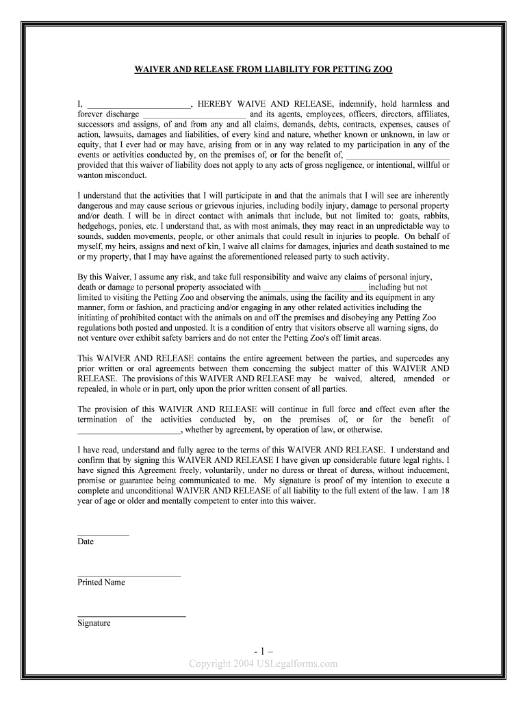 Knowing Your Agreement "Release" and "Indemnity" Are Form