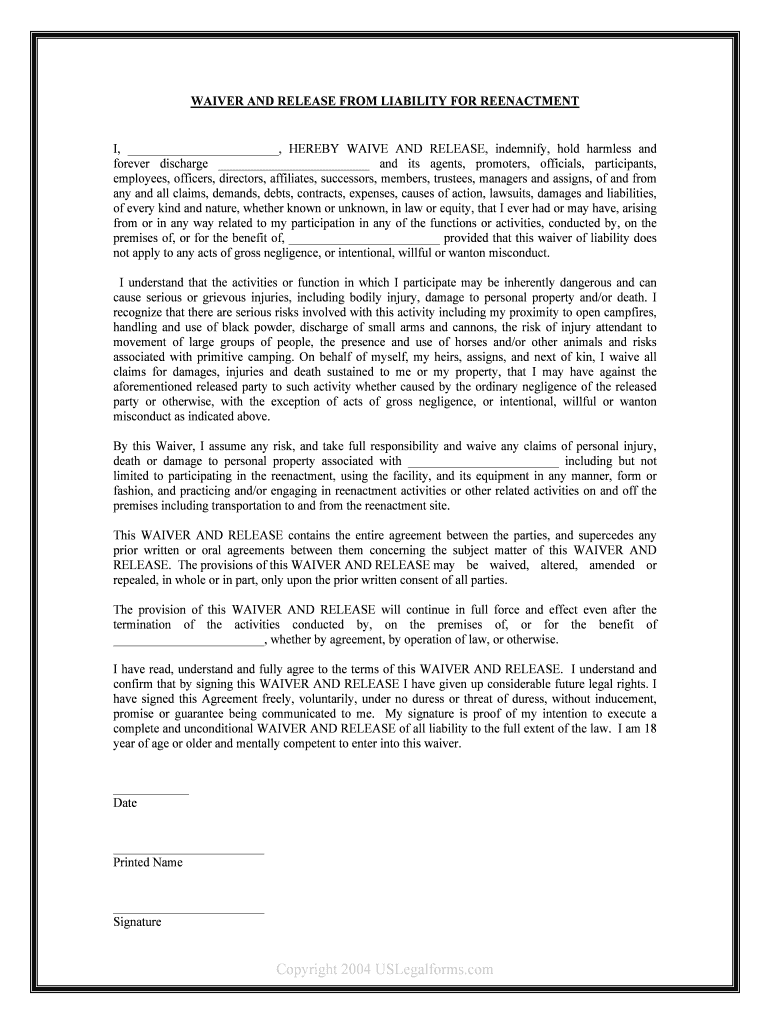 Waiver and Release of Liability the Dugout KC  Form