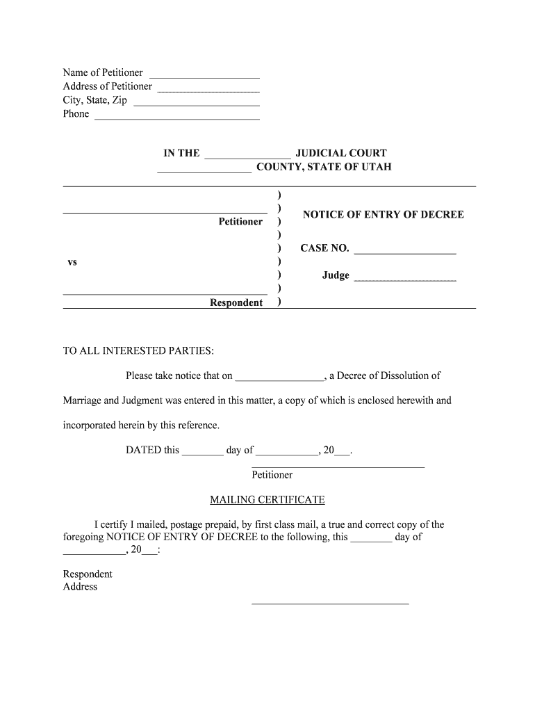 Divorce Without Children Petition Pima County Superior Court  Form