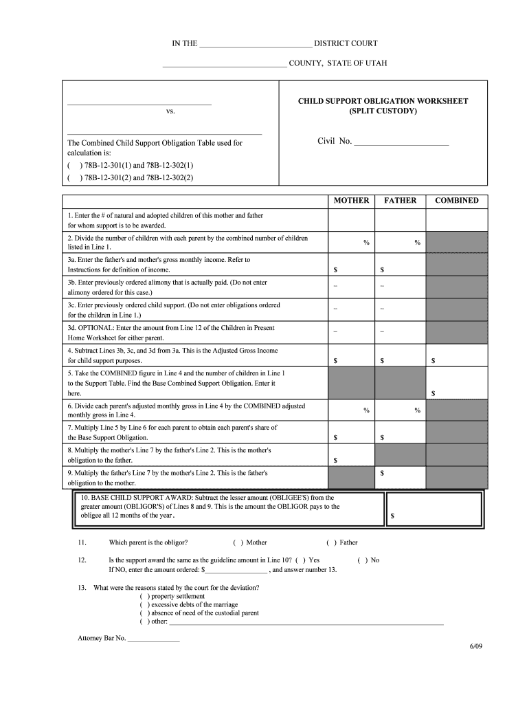 SPLIT CUSTODY  Form