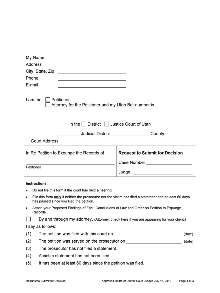 Request to Submit for Decision  Form