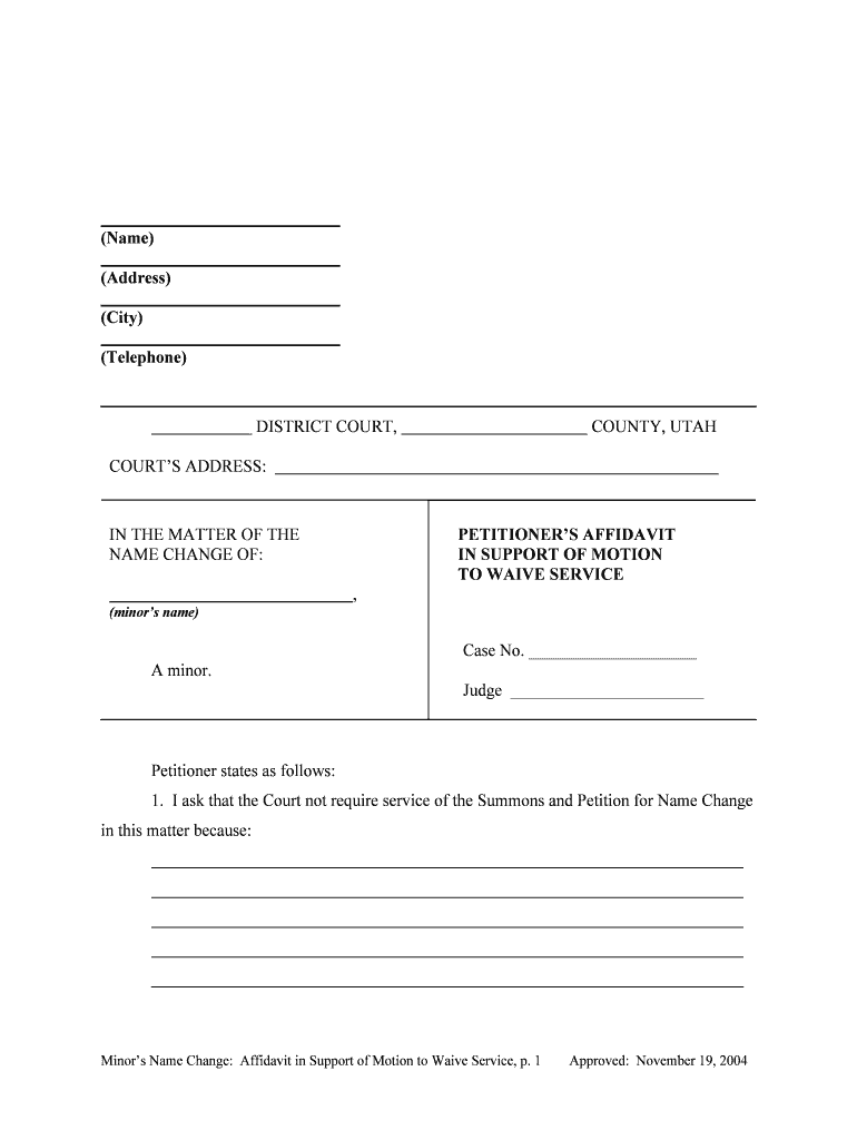 To WAIVE SERVICE  Form