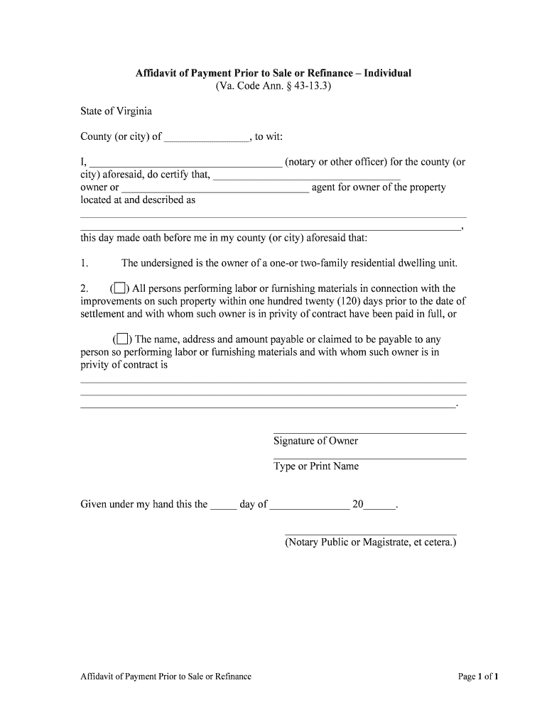 43 13 3 an Affidavit or a Signed Statement of Payment  Form