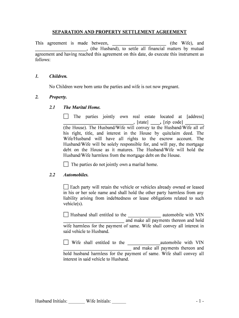 Oklahoma Marital Separation Agreement Form Doc63KB