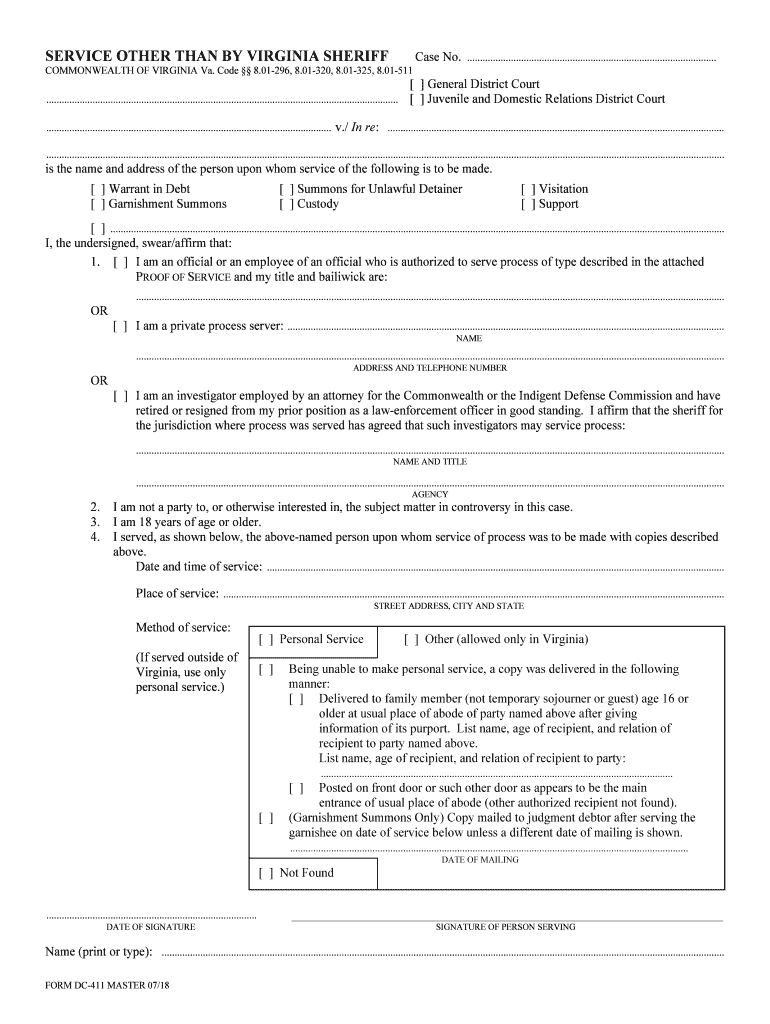 8 01 329 Service of Process or Notice; Service Virginia  Form