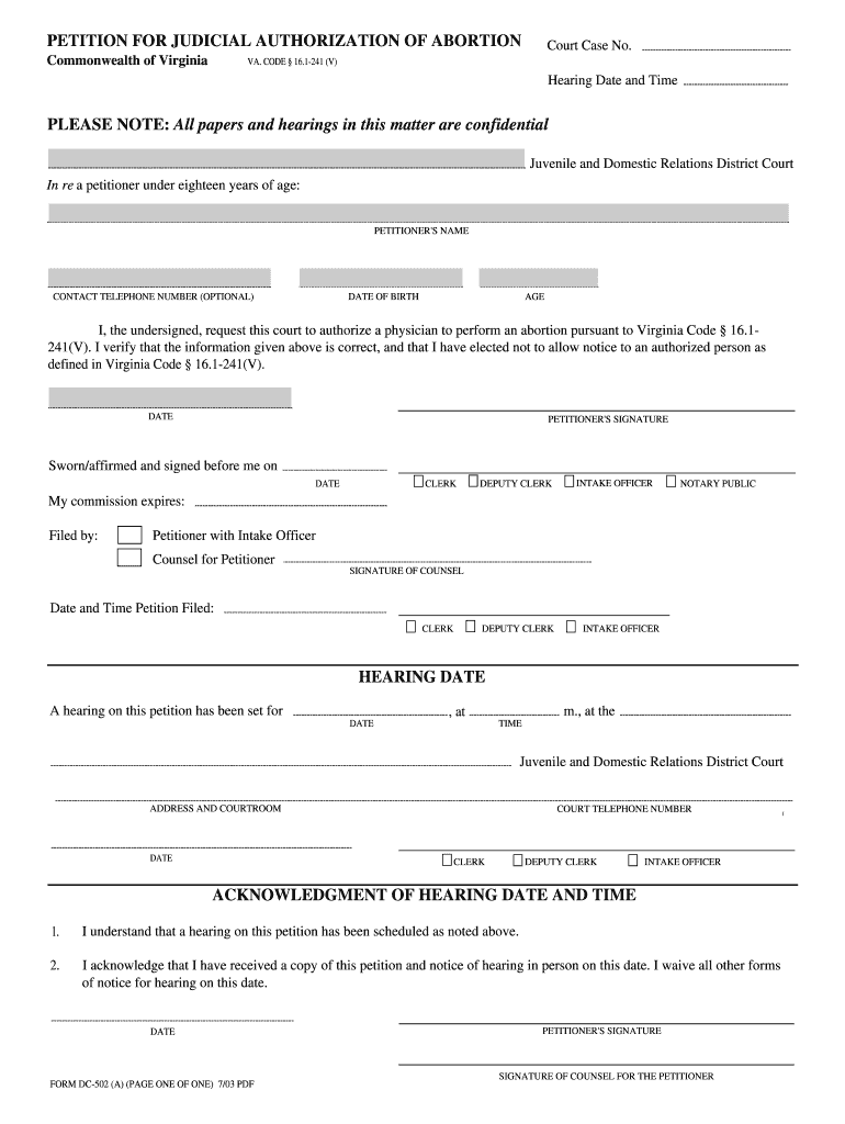 Code of Virginia Jurisdiction; Consent for Abortion Va Code  Form