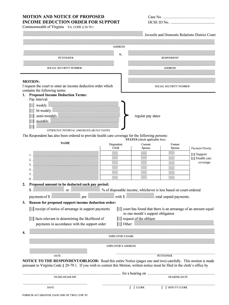 MOTION and NOTICE of PROPOSED  Form