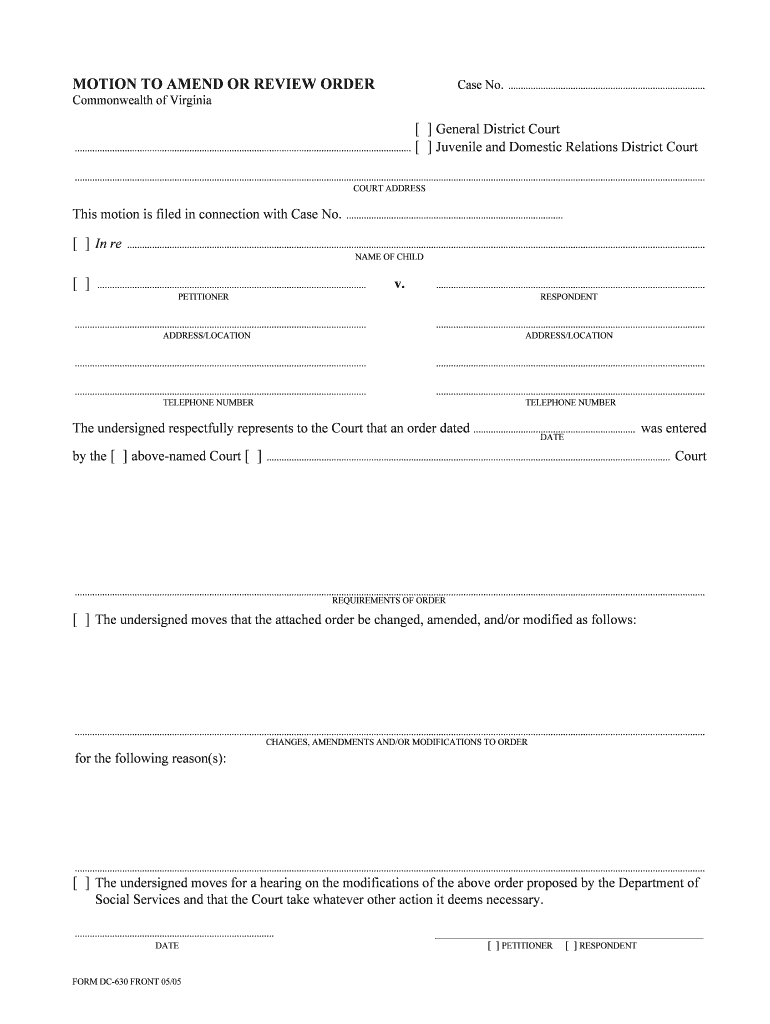 Juvenile &amp;amp; Domestic Relations District Court Manual Chapter 6  Form