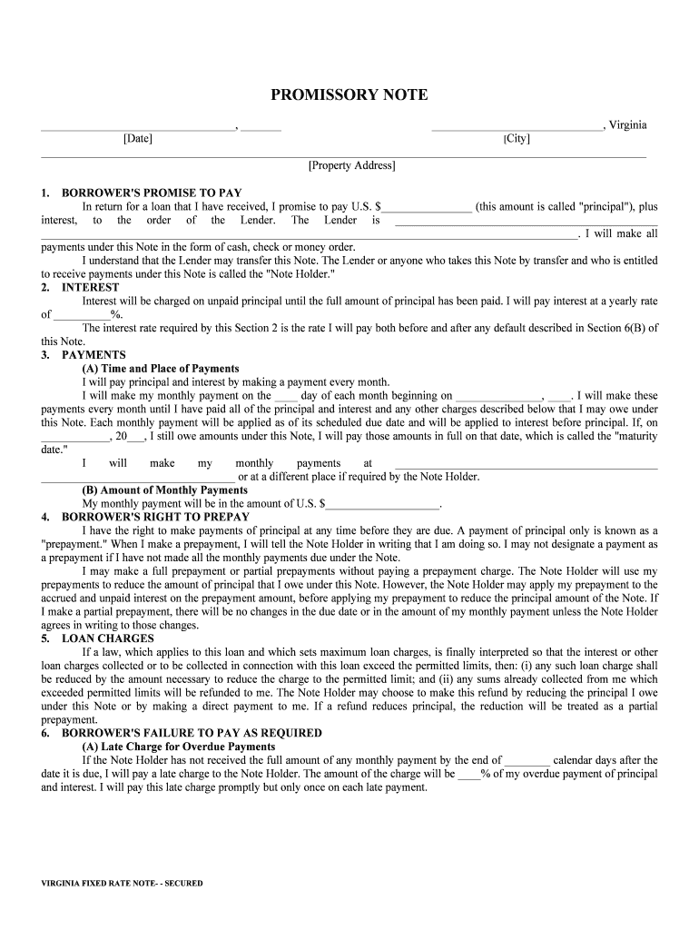 Virginia Fixed Rate Note Form 3247 PDF Fannie Mae