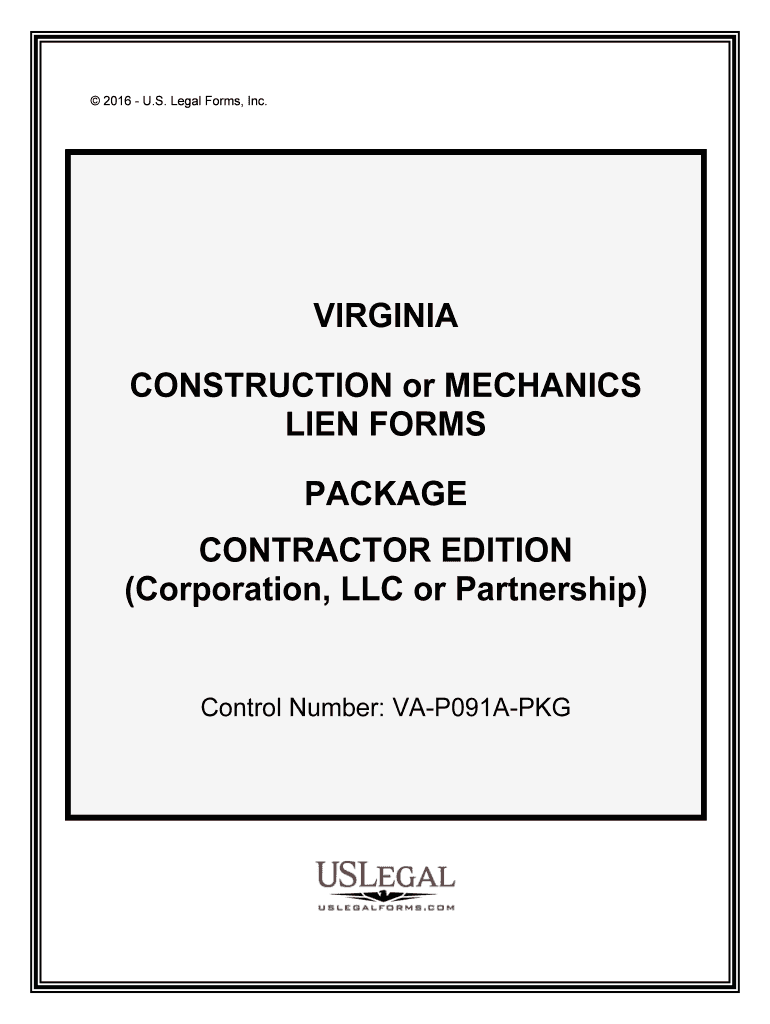 Virginia Memorandum of Lien for General Contractors Form