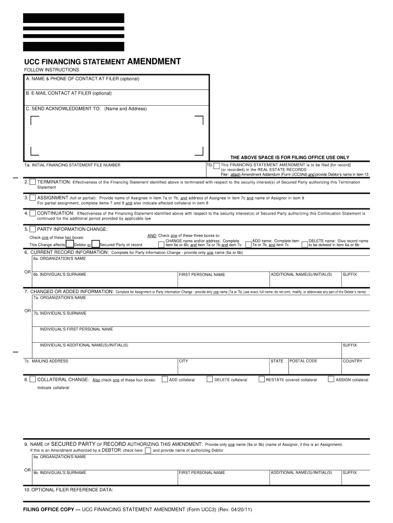 UCC Financing Statement Oregon Secretary of State  Form