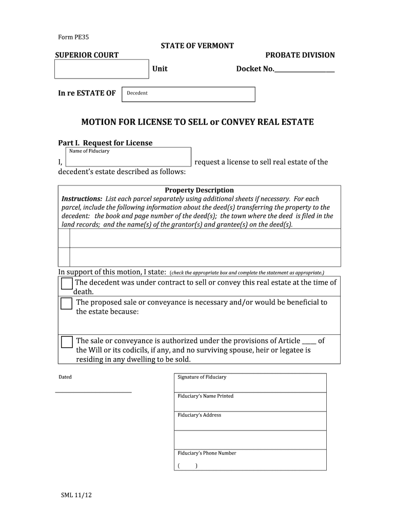 MOTION for LICENSE to SELL or CONVEY REAL ESTATE  Form