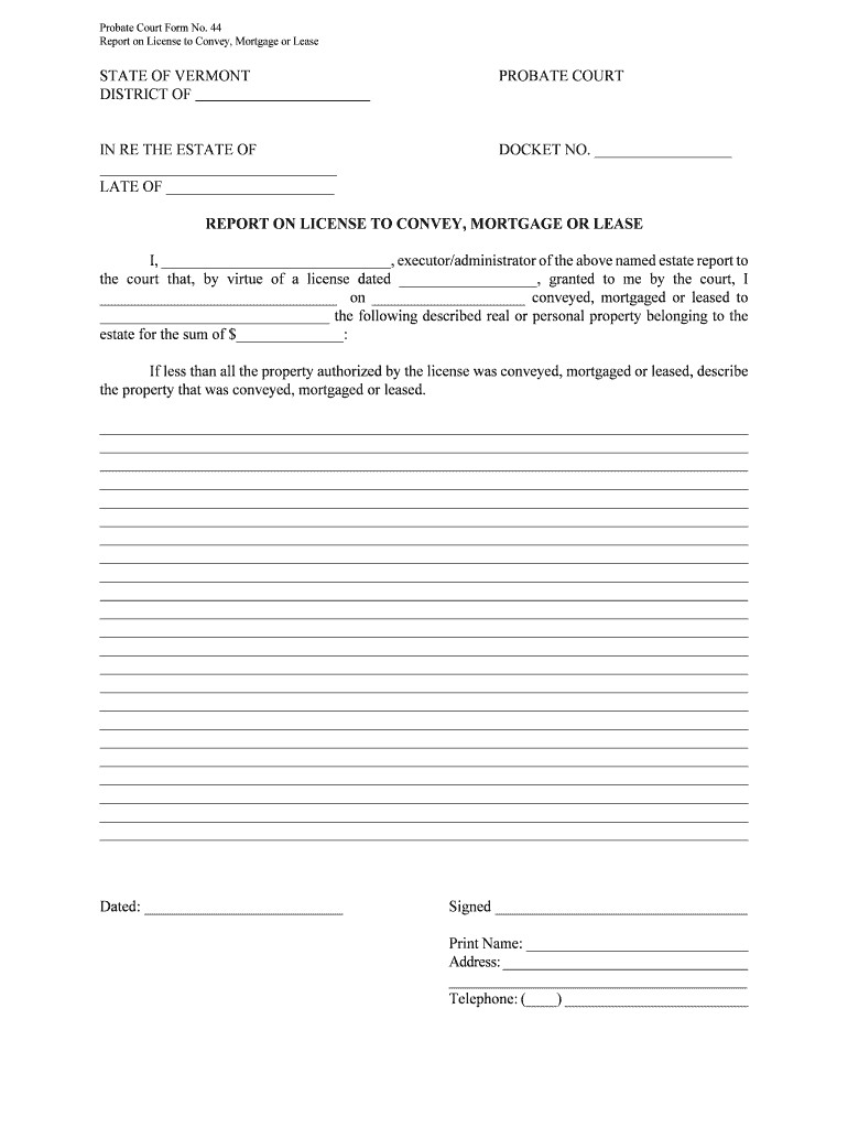 Report on License to Convey, Mortgage or Lease  Form